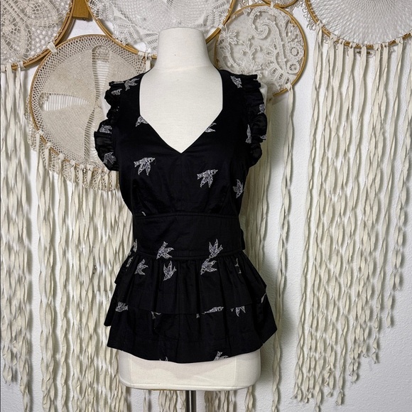 Anthropologie | Girls From Savoy Sparrow Embroidered Halter Top Blouse Size 6 - Picture 1 of 10